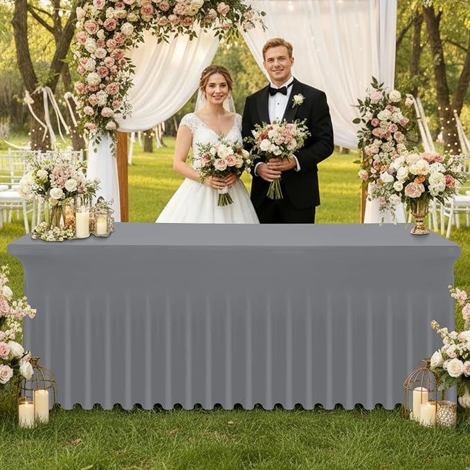 Moosfor Spandex Fitted Rectangle Tablecloth, Elastic Table Skirt - Image 2