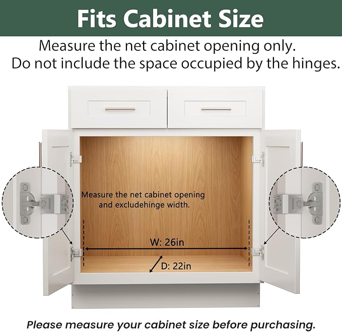 LOVMOR 2 Tier Individual Pull Out Cabinet Organizer 25½" W x 21½" D, Slide Out Kitchen Cabinet Storage Sliding Shelves - Image 4
