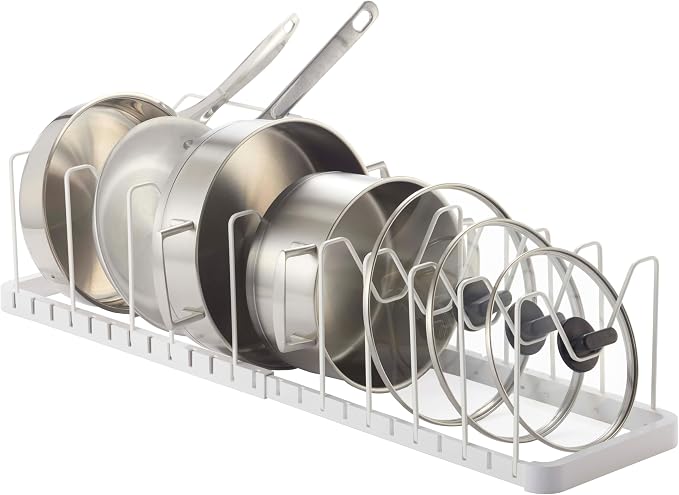 YAMAZAKI Home Tower Adjustable Lid & Pan Organizer – Kitchen Drawer Storage Shelf Rack by Unknown