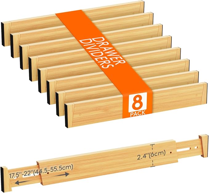 Lifewit 2.4" Kitchen Drawer Dividers, Adjustable Bamboo Drawer Organizers by Lifewit