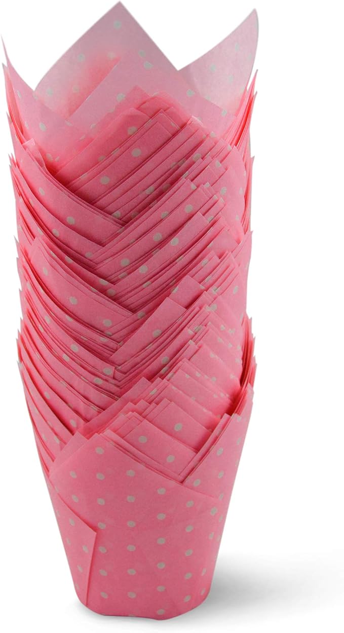 1000pcs Polka Dot Pink Medium Size Tulip Baking Cups Cupcake Liners Muffin Liners Greaseproof Paper - Image 2