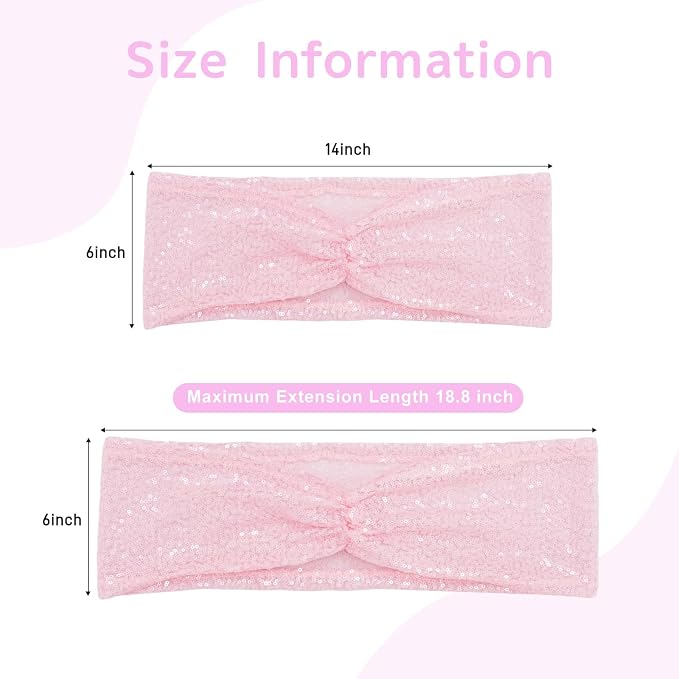 SquarePie Sequin Chair Sashes Bands 20 Pack Pink Shiny Chair Cover Bows for Wedding Banquet Party Decor - Image 3