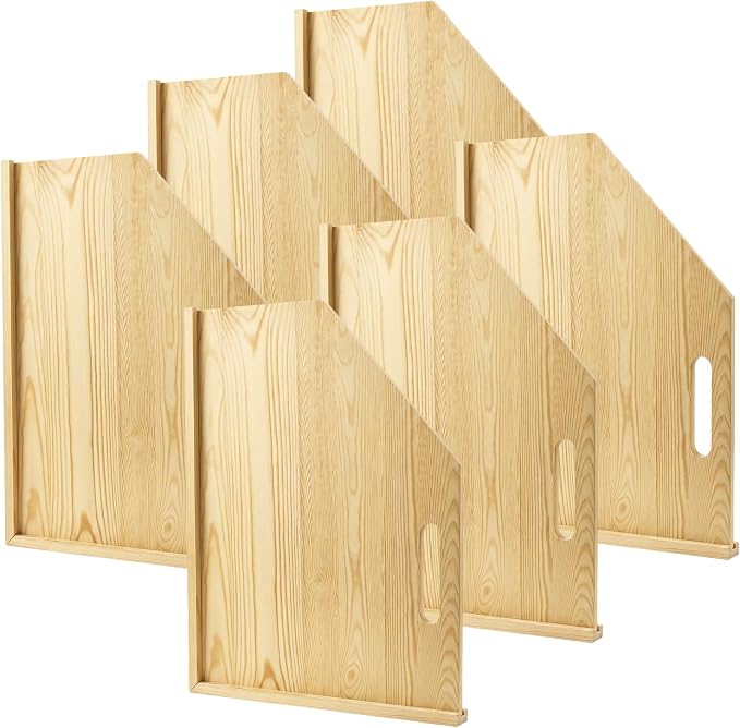6 Pack Solid Wood Tray Dividers for Cabinet, Cookie Sheet Organizer for Cabinets, Baking Sheet Organizer, No-Cut Kitchen Cabinet Dividers, Cookie Trays for Kitchen, Pantry Storage (12, Pounds) by Unknown