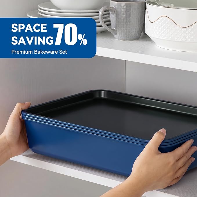 Wildone 13-Piece Baking Pans Set, Nonstick Bakeware Sets, Blue - Image 6