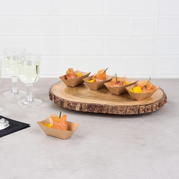 Restaurantware-Bio Tek 2 Ounce Food Trays, 400 Disposable Paper Food Trays - Heavy-Duty, Grease-Resistant, Kraft Paper Food Boats, For Snacks, Appetizers, Or Treats, Use At Parties Or Carnivals - Image 3