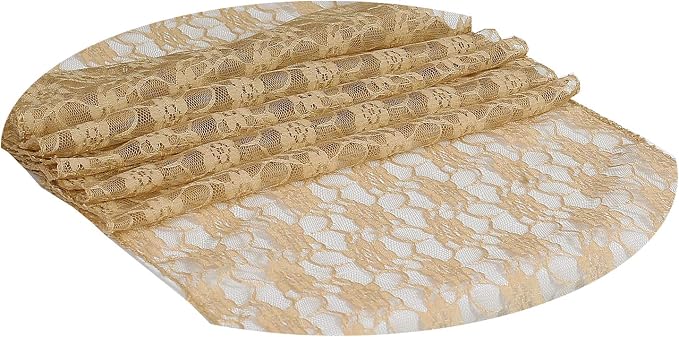 VDS Pack of 12 Floral Lace Table Runners Centerpiece Cloth Linen for Wedding Bithday Graduation Engagement Ceremony Events Party Banquets Table Decoration (12x108 inch) (Champagne) - Image 2
