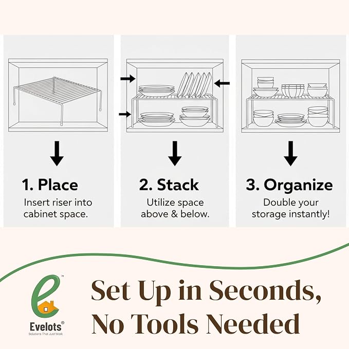 Evelots 2-Pack Wire Shelves, Cabinet Shelf Risers & Freezer Organizers - Image 5