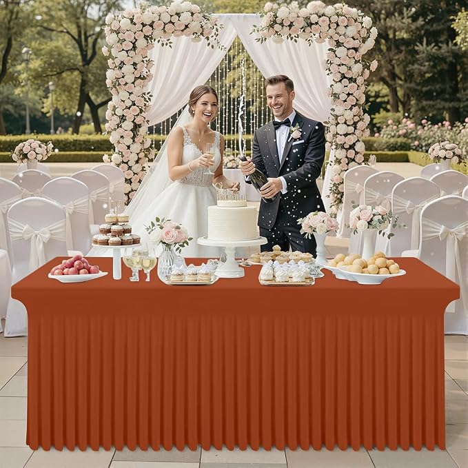Smiry Spandex Elastic Fitted Table Cloth Skirt for 8FT Rectangle Table - Image 2