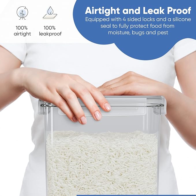 Chef's Path Extra Large Food Storage Containers (8 Pack) with Lids Airtight for Flour Sugar & Rice - Airtight Kitchen & Pantry Organization for Bulk Food Storage - with Markers Labels & Measuring Cups - Image 7