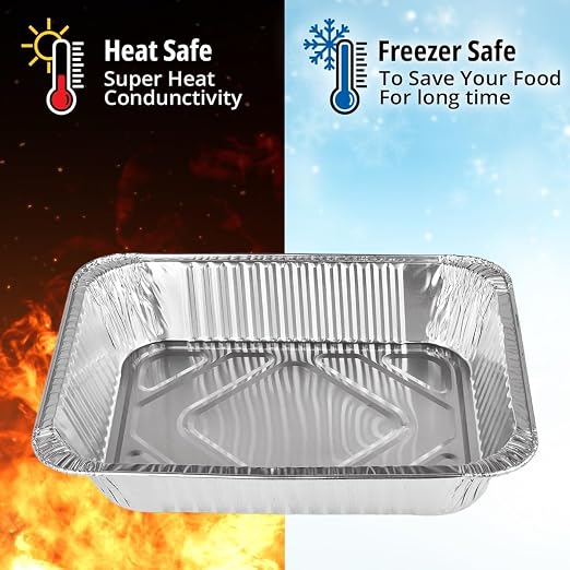 COMFICOVE Full Size Aluminum Foil Pans (20 Pack) — Heavy Duty Deep Steam Table Trays for Buffet, Catering, Baking, Roasting, Cooking BBQ Grilling, Baking Pan Trays - Image 5