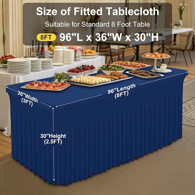 Smiry Spandex Elastic Fitted Table Cloth Skirt for 8FT Rectangle Table - Image 3