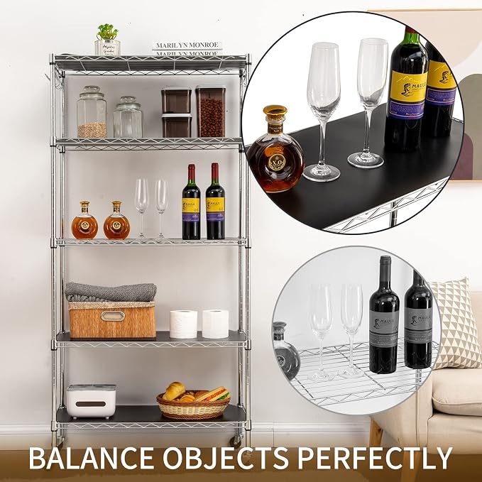 Poofzy Wire Shelf Liner 14" x 36", Set of 5 Black - Image 5