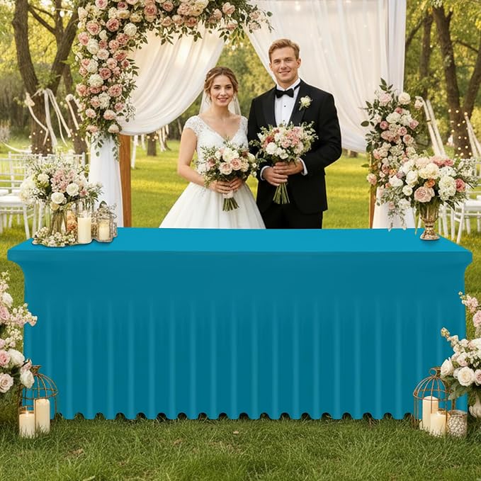 Moosfor 2 Pack Spandex Fitted Rectangle Tablecloth, Elastic Table Skirt - Image 2