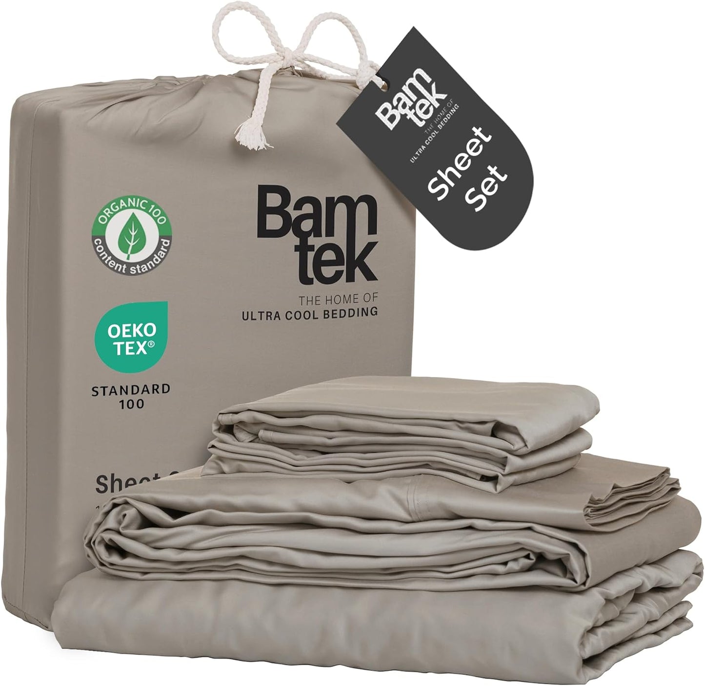 100% Viscose from Bamboo Sheets Full Size, Super Soft Bedding Set, Cooling Sheets for Hot Sleepers, Vegan Silk Moisture Wicking, Organically Grown Bedsheet, Sand - 54" x 75"