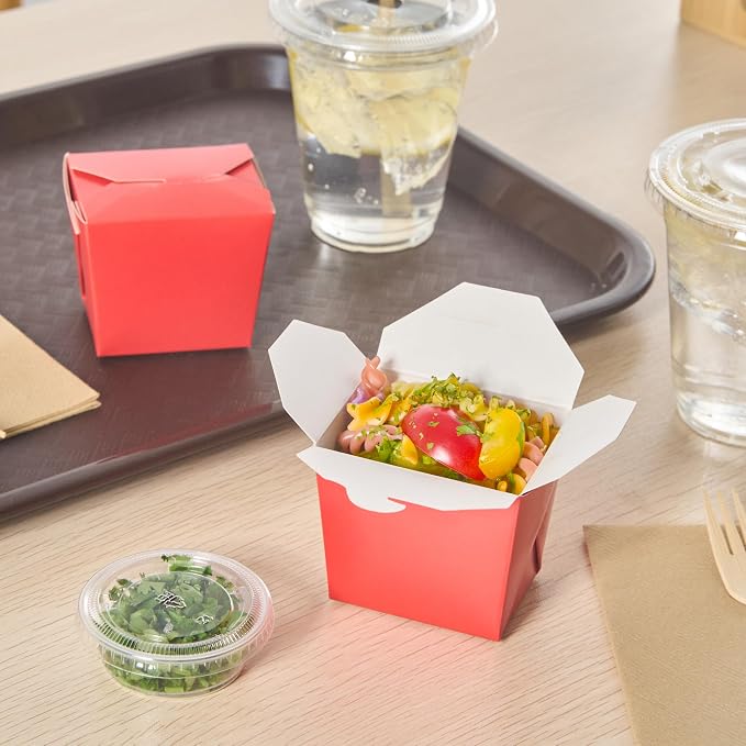 Restaurantware Chinese Take Out Boxes 200 Pack of 8 oz Grease-resistant Party Take Out Food Containers Disposable Stackable Asian Square Red Paper To Go Boxes For Restaurants - Image 7