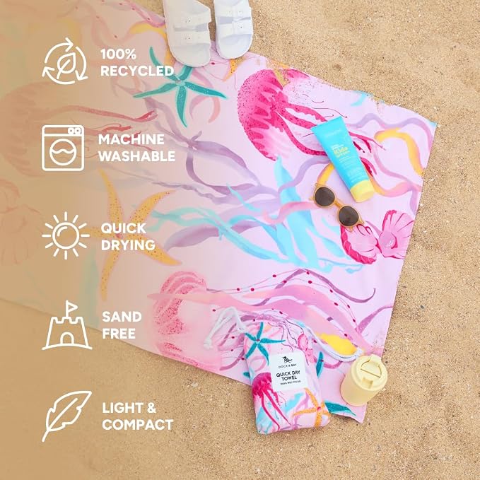 Dock & Bay Kid's Towel - Quick Dry, Sand Free - Compact, Lightweight - 100% Recycled - Includes Bag - Ready for This Jelly - Large (160x90cm, 63x35) - Image 2