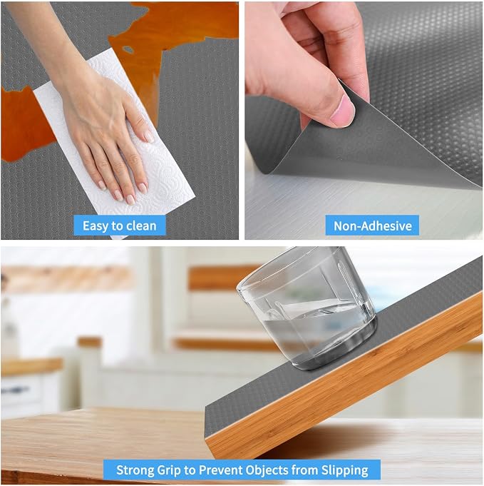 Drawer and Shelf Liners, Non Adhesive EVA Drawer Mat Cabinet Liners Roll-(17.7 Inch x 20 FT)-for Bathroom, Kitchen, Desks, Deco Shelves-Grey - Image 5