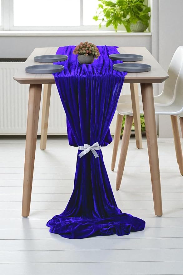 MDS® Pack of 12 | Royal Blue | Velvet Table Runner 20 x 120 Inches 10ft Long Luxurious Soft Romantic Wedding Runners for Party Reception Bridal Shower Birthday Banquets Dinner Table Decoration - Image 3