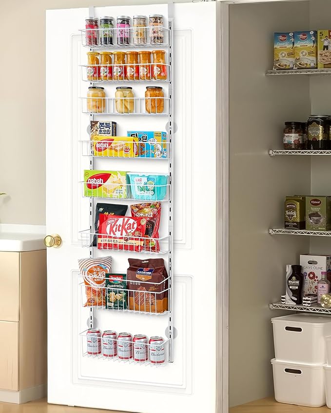 VEVOR Over the Door Pantry Organizer, 8-Tier Pantry Organization and Storage, Heavy-Duty Steel Hanging Spice Rack, Adjustable Wall Seasoning Shelves, for Home Kitchen Laundry Room Bathroom, White by VEVOR