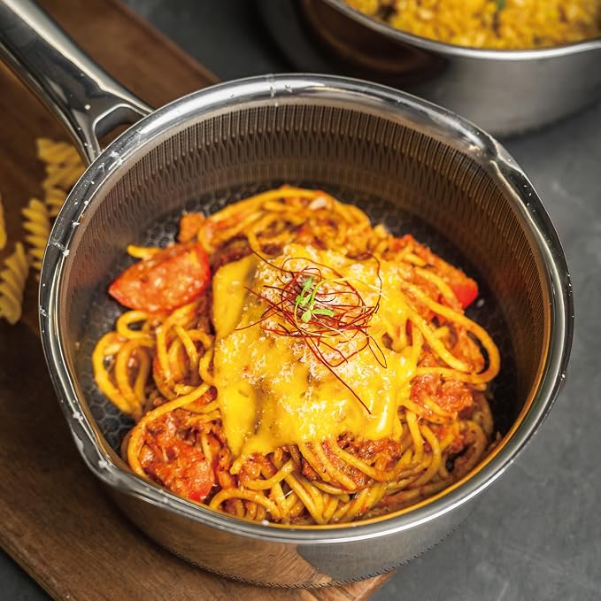 Hybrid Nonstick 4 QT Saucepan with Lid, Stainless Steel Stockpot with Honeycomb Texture,Compatible with All Cooktops,Dishwasher and Oven Safe - Image 8