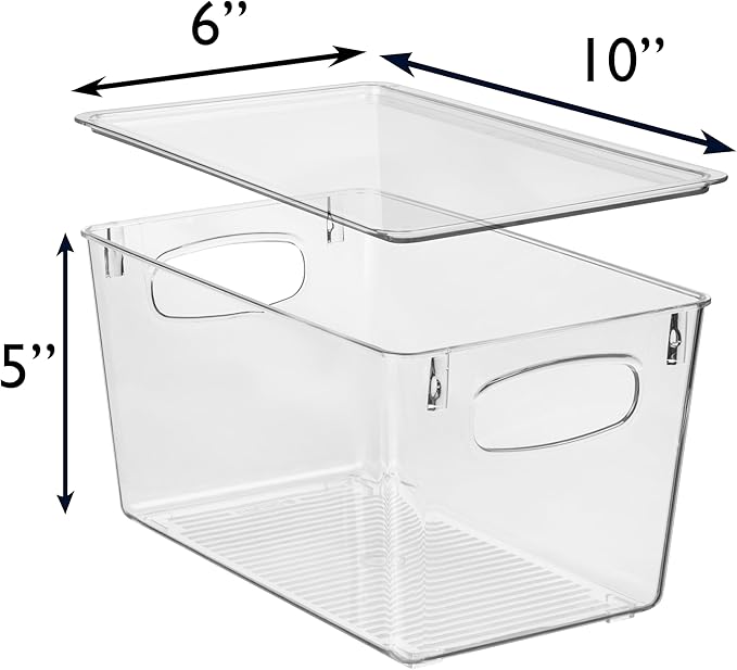 ClearSpace Pantry Storage Bins with Lids for Kitchen & Fridge, 4 Pack | Clear storage bins with lids keep pantry, fridge, and cabinets organized while protecting food and maximizing storage space - Image 4