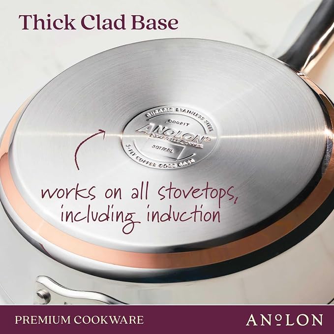 Anolon Nouvelle Stainless Stainless Steel Frying Pan / Fry Pan / Stainless Steel Skillet with Lid - 12 Inch, Silver - Image 4