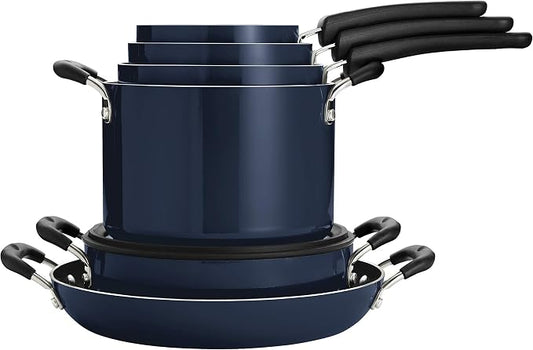 Tramontina Non Stick 11-Piece Nesting Pots and Pans Set with Lids - Naval by Tramontina