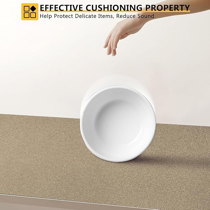 WochiTV Shelf Liner for Cabinets, Drawer Non Adhesive Non Slip Foam Mat for Kitchen, Pantry, Bathroom, Cupboard, Garage, Closet, Shelves, Drawer, Tool Box, Tan 23.6 x 354 inches - Image 6