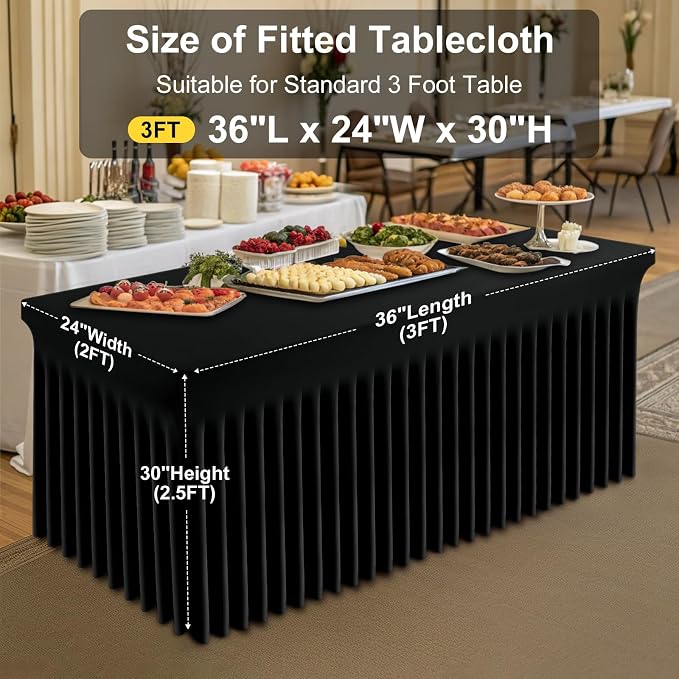 Smiry Spandex Elastic Fitted Table Cloth Skirt for 3FT Rectangle Table - Image 3