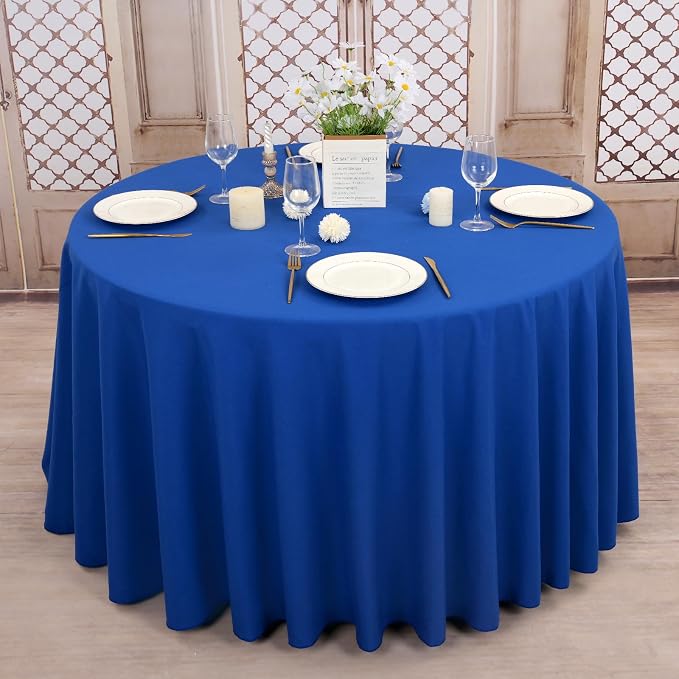 8 Pack Royal Blue Round Tablecloths, Diameter of 120 inch - Image 2