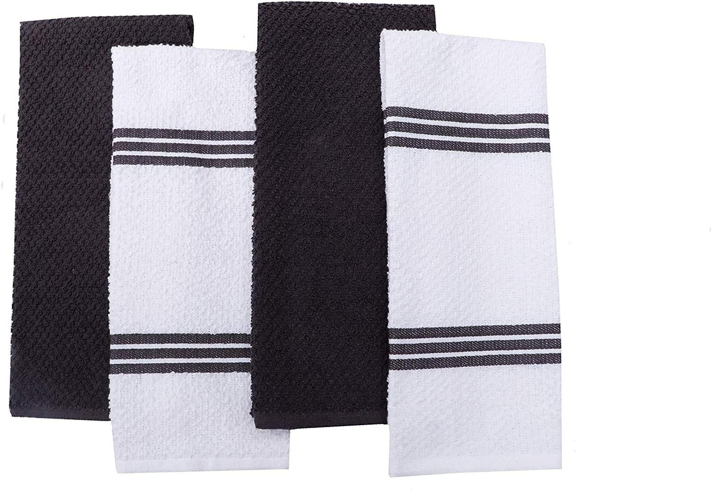 AMOUR INFINI Kitchen Towels Pack of 4 - Absorbent, Quick Drying Premium Cotton Tea Towel - Kitchen Linens 16x28 Inch Dish Towels with Hanging Loop (D.Grey)