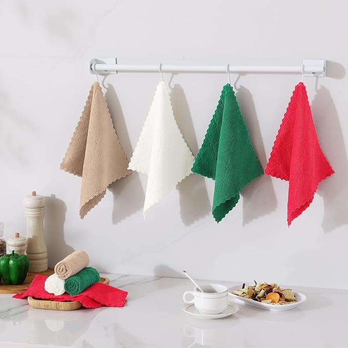 Homaxy 12 Pack Super Soft Absorbent Coral Velvet Dish Cloths, 10" x 10" - Image 7