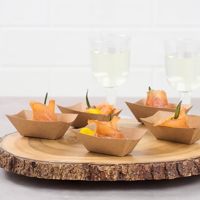 Restaurantware-Bio Tek 2 Ounce Food Trays, 400 Disposable Paper Food Trays - Heavy-Duty, Grease-Resistant, Kraft Paper Food Boats, For Snacks, Appetizers, Or Treats, Use At Parties Or Carnivals - Image 7