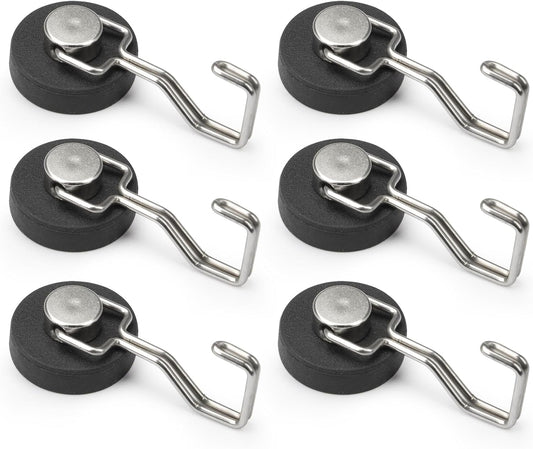 Rubber Coated Magnetic Hooks for Cruise Ship Cabin,Kitchen,Garage,Classroom and Office Waterproof Heavy Duty Metal Hangers with Increased Friction and Anti-Scratch Protection(6, Sliver)