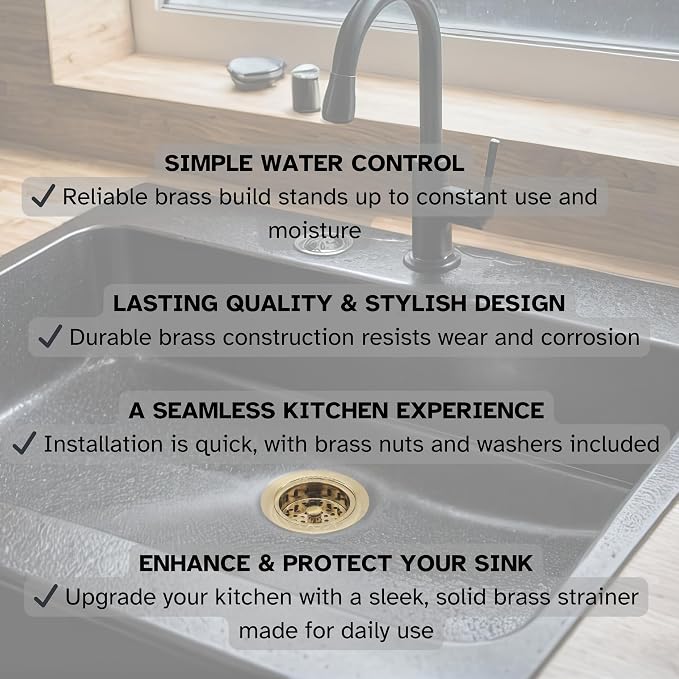 Westbrass D214-01 3-1/2" Post Style Large Kitchen Sink Basket Strainer, Polished Brass - Image 10