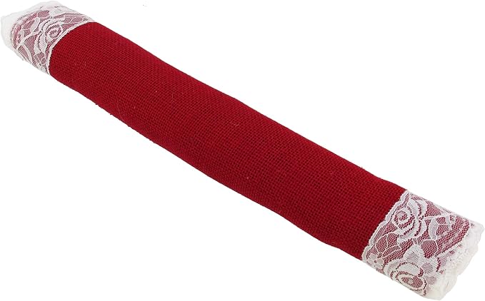 BambooMN Red 15" x 88" Vintage Lace Burlap Table Runner for Rustic Wedding Bridal Shower Bachelorette Graduation Party Table Home Decor Decorations, 1 Pieces - Image 2