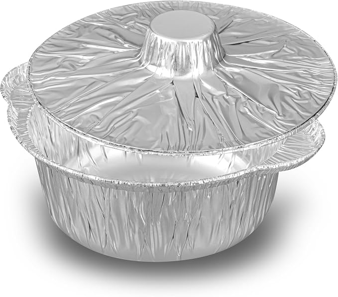 Foil Lux 34 Ounce Pans And Lids, 100 Disposable Pots With Lids - Oven-Ready, Stove Compatible, Aluminum Foil Baking Pans, Freezable, For Outdoor Camping, Vacation, Picnic, And More - Restaurantware by Restaurantware