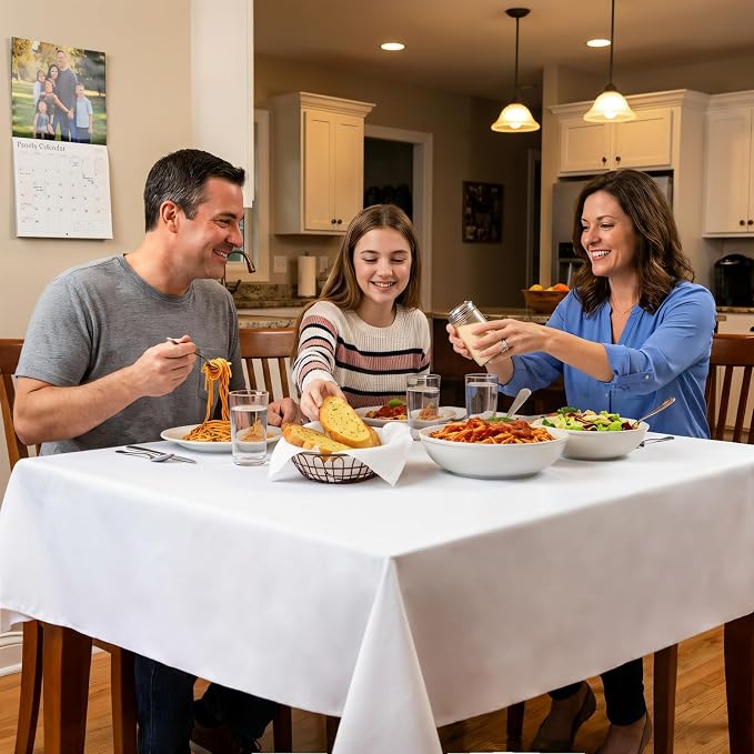 8 Pack White Tablecloth 70 x 70 Inch Square - Image 3