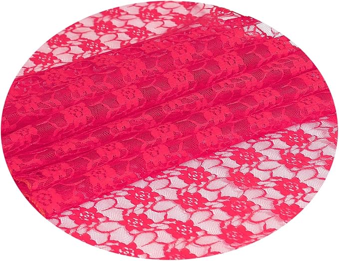 VDS Pack of 25 Floral Lace Table Runners Centerpiece Cloth Linen for Wedding Bithday Graduation Engagement Ceremony Events Party Banquets Table Decoration (12x108 inch) (Magenta) - Image 2