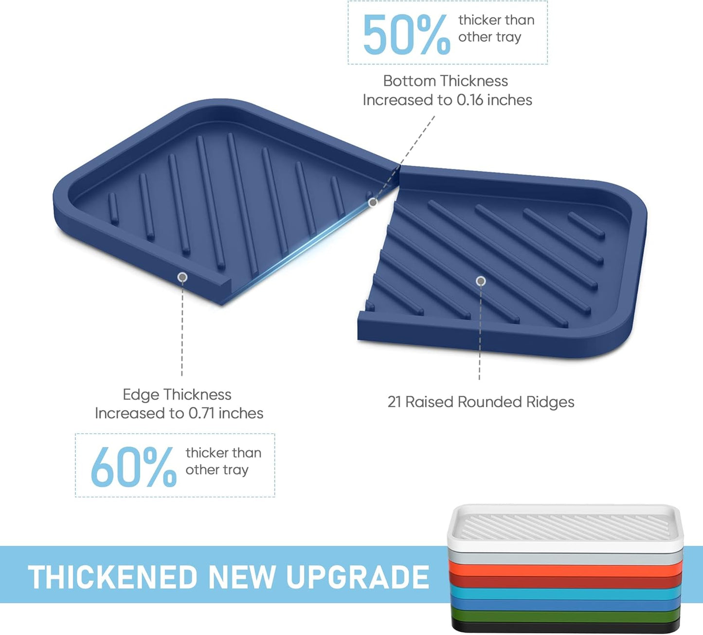 EG-SIPRO Silicone Sponge Holder,Large 10" Kitchen Sink Organizer Tray Kitchen Soap Tray Soap Sponge Holder for Bathroom Counter Sponge Caddy Dish Soap for Scrubber,Soap Dispenser,Scouring Pad