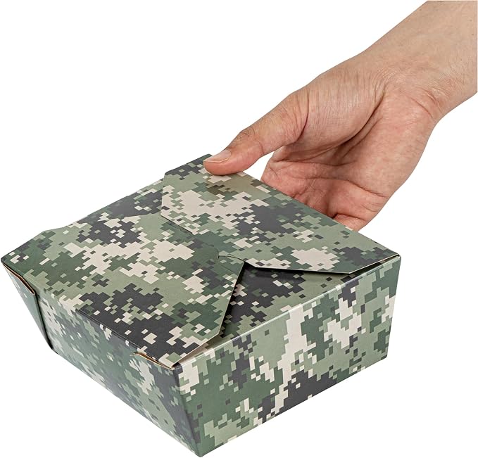 Restaurantware-Bio Tek 6.7 x 5.5 x 2.6 Inch Food Containers, 200 Durable Takeaway Boxes - Disposable, Sturdy, Camouflage Paper 45 Ounce Takeout Boxes, Rectangle, For Takeout And Delivery, Or Picnics - Image 14