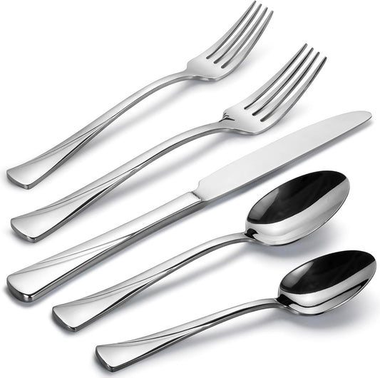 Alata Alice 20-Piece Silverware Set Stainless Steel Flatware Set,Service for 4,Mirror Polished Cutlery Set,Dishwasher Safe