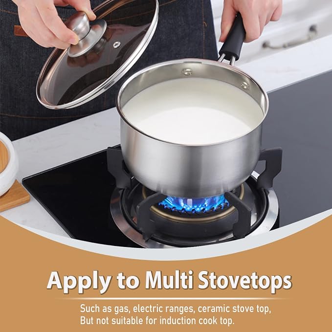 P&P CHEF 2 + 3 Quart Sauce Pan With Lid, Small Pot Saucepan, 2 Pcs - Image 4