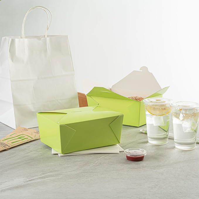 Restaurantware Bio Tek 98 Ounce Take Out Boxes 200 To Go Lunch Boxes - Tab-Lock Closure Heat-Tolerant Green Paper Disposable Lunch Boxes Greaseproof For Hot And Cold Foods - Image 7