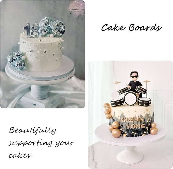 12 Inch Cake Drum 15 Pack Round Cake Boards White 1/2” Thick Cake Drums Corrugated Cardboard Cake Base Board for Multi-Layer Cakes Sturdy Cake Decorating Supplies - Image 8
