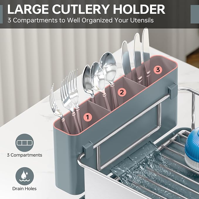 Urackify Dish Drying Rack - Stainless Steel Dish Rack for Kitchen Counter - Image 5