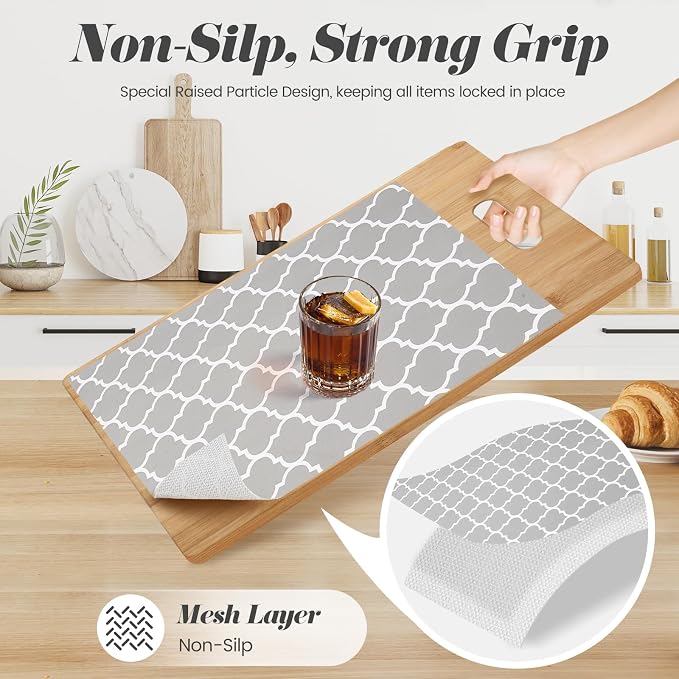 Drawer Shelf Liner for Kitchen Cabinets, Non Adhesive Slip Resistant Shelf Paper Easy to Clean, Strong Grip Thickened Waterproof Washable Mats for Pantry Shelves, Cupboard, Dresser, 24 in x 10 FT - Image 3