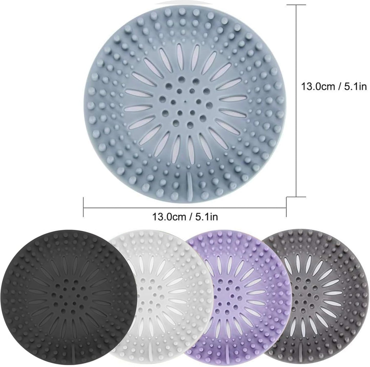 Gotega Bathroom Sink Drain Strainers, Hair Catcher Shower Drain Covers Protector, Flexible TPR Material, Multiple Colors for Bathroom Tub Shower and Sink Garbage Disposal Parts, Light-Colored 5 Pack