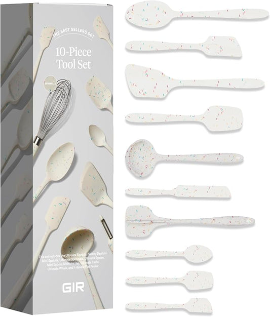 GIR: Get It Right 10-Piece Silicone Ultimate Kitchen Utensil Set – Spatulas, Ladle, Flip, Spoons, Whisk, Peeler & Spoonula – Nonstick, Non-Toxic, Heat-Resistant – Sprinkles by GIRGetItRight
