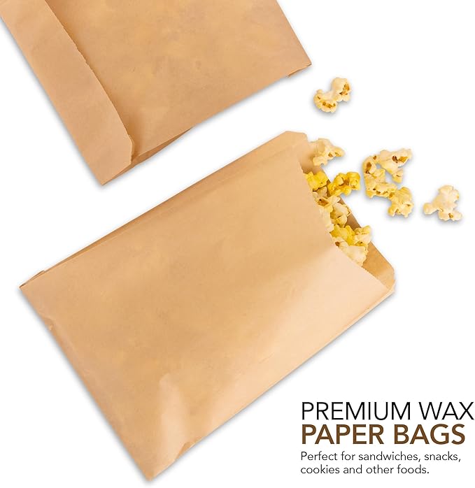 Paper Sandwich Bags Kraft Brown (125 Pack) Food Grade Bags with White Round Stickers for Sealing - Unbleached Compostable Natural Kraft Paper Stock Bags for Bakery Cookies, Treats, Snacks, Sandwiches - Image 3